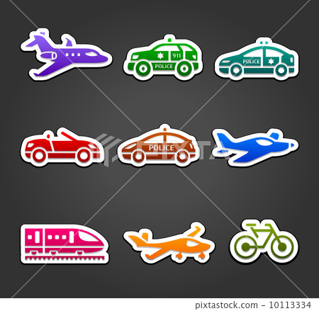 Set of sticky stickers, transport color pictograms 10113334