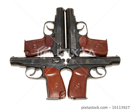 Four pistols on white background Four pistols on white background 10113927