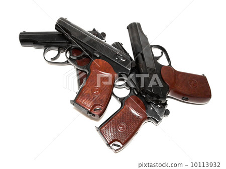 Four pistols on white background 10113932