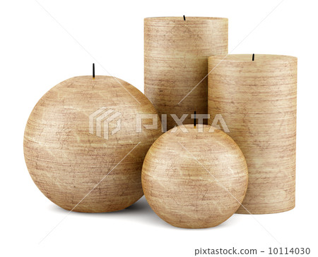 four brown candles isolated on white background four brown candles isolated on white background 10114030