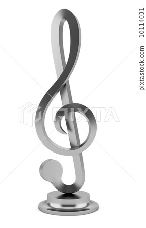 metallic treble clef statuette isolated on white background metallic treble clef statuette isolated on white background 10114031