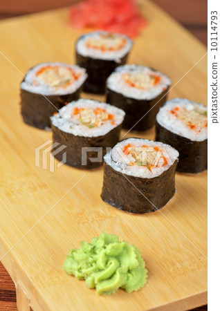sushi rolls with tobico and pancake 10114793