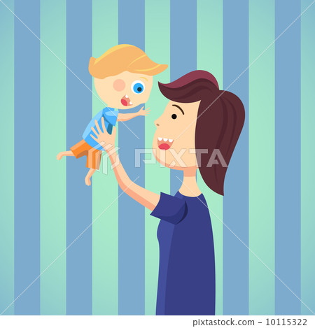 Happy mom with son cartoon 10115322