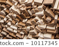 Close up wooden moldings in stack used for home decor 10117345