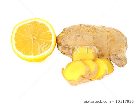 Ginger and Lemon Isolated on White Background 10117936
