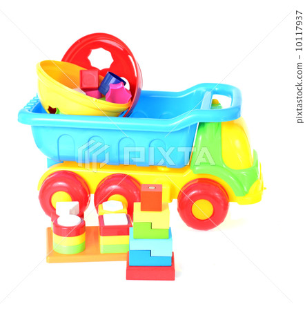 Children's Toy Machine and Pyramid Isolated on White 10117937