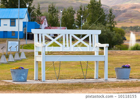 White Bench in Iceland park White Bench in Iceland park 10118155