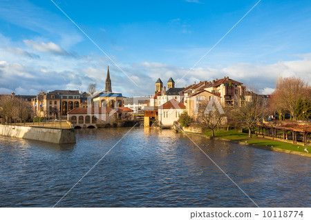 The Moselle River Flows through the Ancient Town of Metz, France 10118774