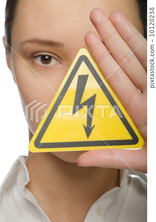 Woman holding a lightning bolt symbol Woman holding a lightning bolt symbol 10120238