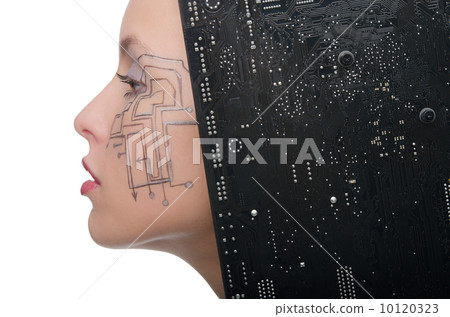 Woman with the motherboard Woman with the motherboard 10120323