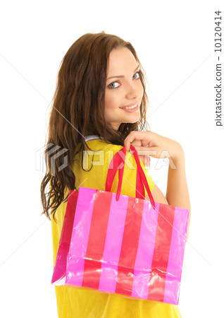 happy woman with shopping bag 10120414