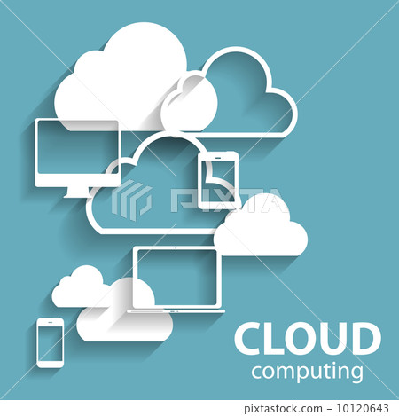 Cloud Computing Concept on Different Electronic Devices. Vector 10120643