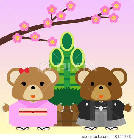 Illustration material for calendar January bear square 10121788