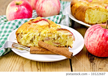 Pie with apples and a fork on chalkboard Pie with apples and a fork on chalkboard 10122687