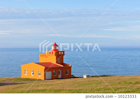 Sea Landscape with Orange Lighthouse and Blue Sky Sea Landscape with Orange Lighthouse and Blue Sky 10123331