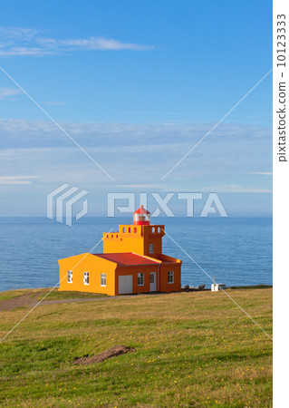 Sea Landscape with Orange Lighthouse and Blue Sky Sea Landscape with Orange Lighthouse and Blue Sky 10123333