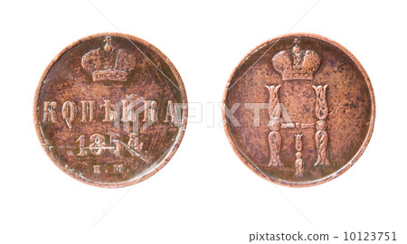 isolated old russian coin 10123751