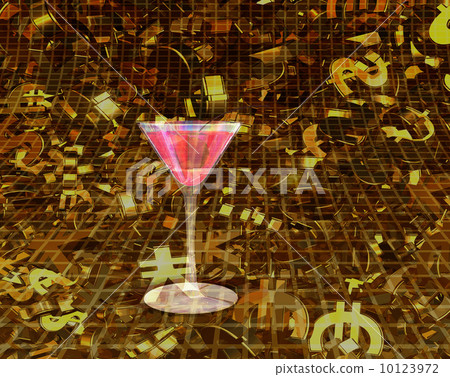Cocktail glass in golden currency Cocktail glass in golden currency 10123972