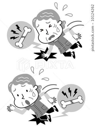 Fall Fracture Arms Leg Elderly Illustration Black and White 10124262