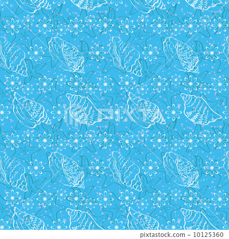 Seamless background, outline seashells 10125360