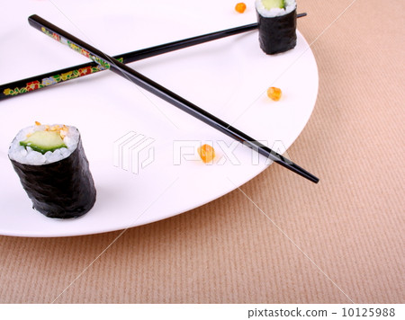 Clock Concept of sushi on white plate 10125988