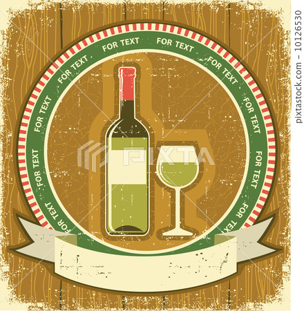 White wine bottle label.Vintagel background on old paper texture 10126530