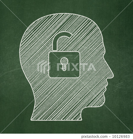 Business concept: Head With Padlock on chalkboard background Business concept: Head With Padlock on chalkboard background 10126983