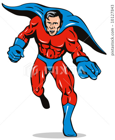 Super Hero Running Pointing Retro 10127843
