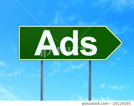 Marketing concept: Ads on road sign background Marketing concept: Ads on road sign background 10129193