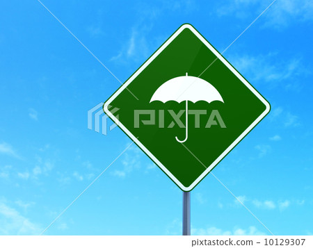 Privacy concept: Umbrella on road sign background 10129307