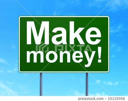 Business concept: Make Money! on road sign background 10129308
