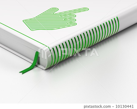 Advertising concept: closed book, Mouse Cursor on white background 10130441