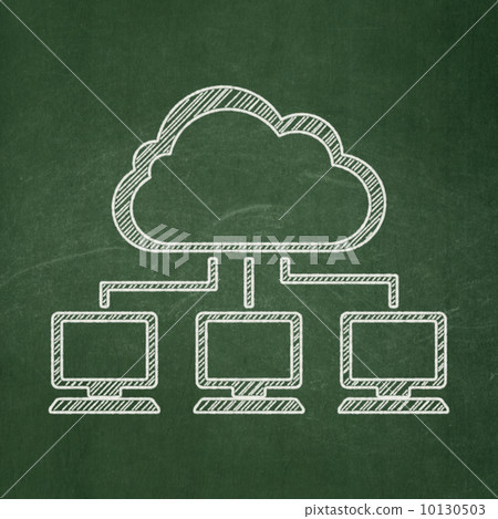 Cloud networking concept: Cloud Network on chalkboard background 10130503