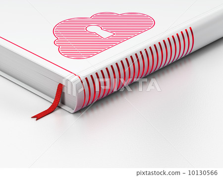 Cloud computing concept: closed book, Cloud With Keyhole on white background 10130566