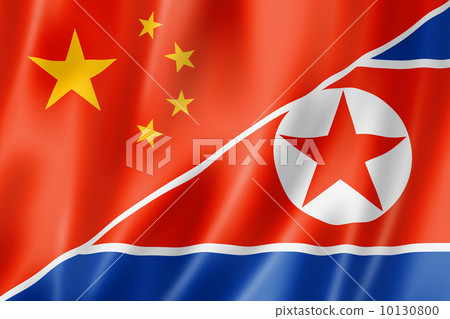 China and north korea flag 10130800