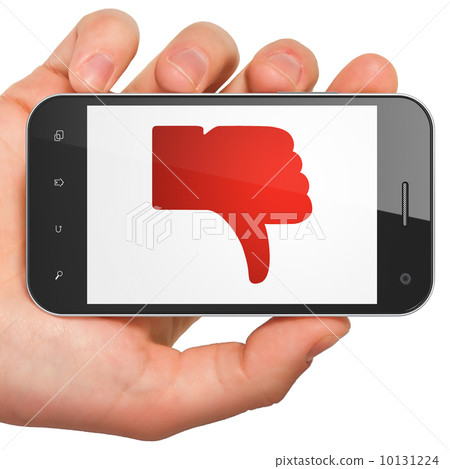Social network concept: Thumb Down on smartphone 10131224