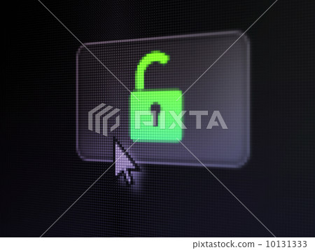 Privacy concept: Opened Padlock on digital button background 10131333