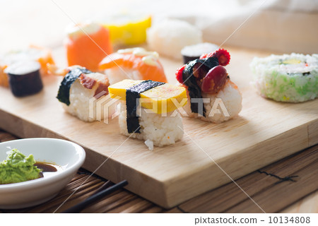 various sushi food with backgrounds 10134808