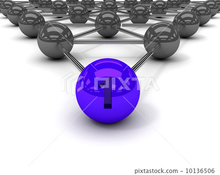 Metaphor of communication. Blue leader in front. Concept 3D illustration. 10136506