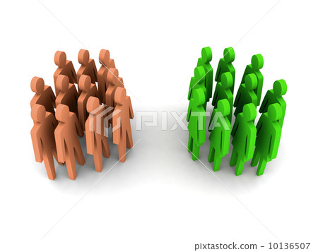 Groups of men and women. Concept 3D illustration. Groups of men and women. Concept 3D illustration. 10136507