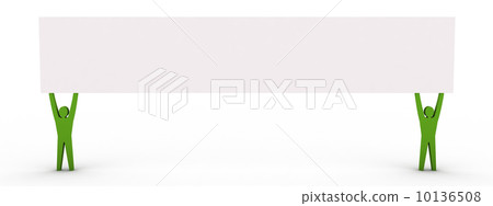 Men holding a wide white board. Concept 3D illustration. Men holding a wide white board. Concept 3D illustration. 10136508