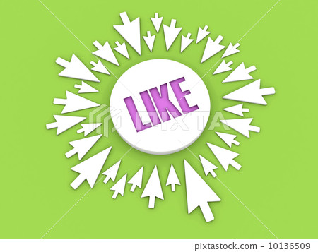Arrows aimed at the word LIKE. Concept 3D illustration. 10136509