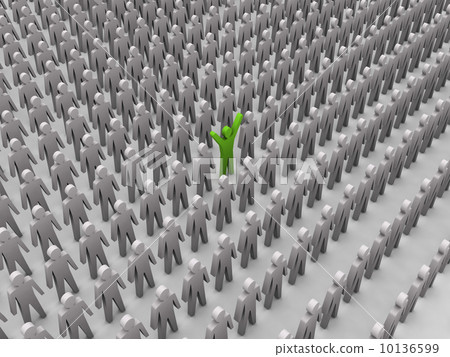 Unique person in crowd. Concept 3D illustration Unique person in crowd. Concept 3D illustration 10136599