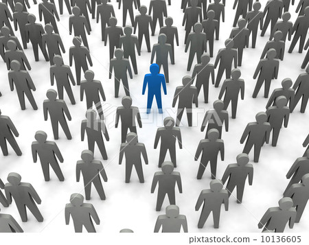 Unique person in crowd. Concept 3D illustration 10136605