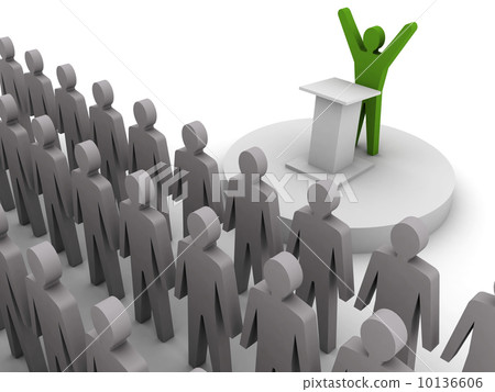 Leader speaking to crowd. Concept 3D illustration. 10136606