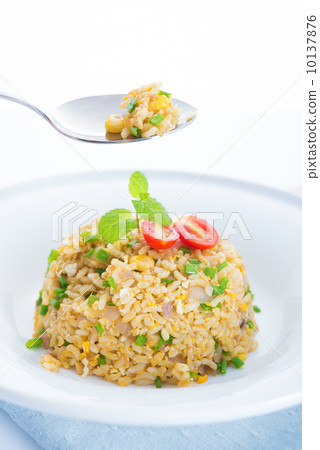 Delicious Chinese egg fried rice on dining table 10137876