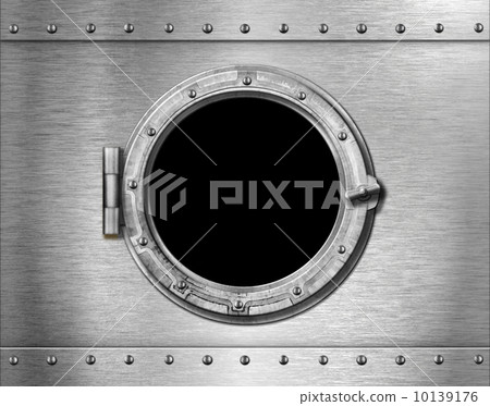ship or submarine window metal background 10139176