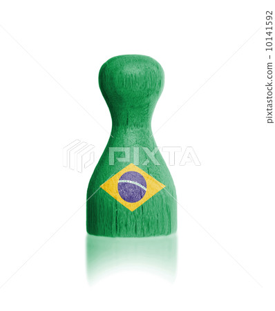 Wooden pawn with a painting of a flag 10141592