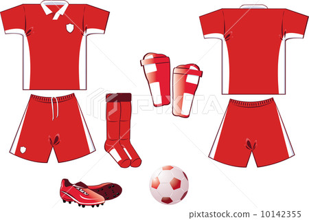 red and white soccer equipment 10142355