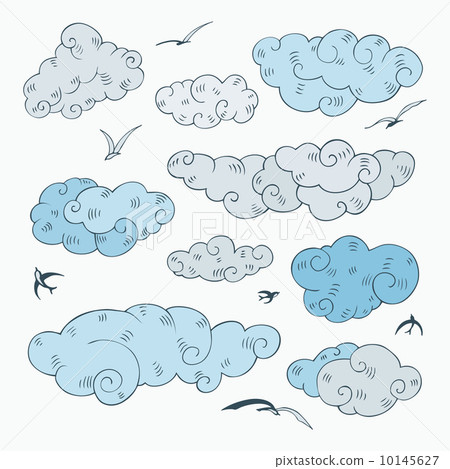 Vintage clouds set. 10145627